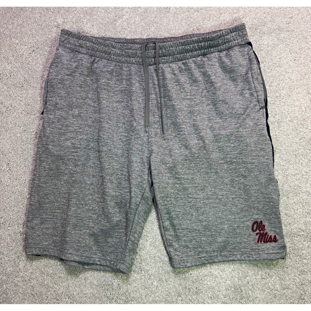 Ole Miss Rebels Mens XXL Colosseum Athletic Shorts Gray Zip Pockets Fleece NCAA